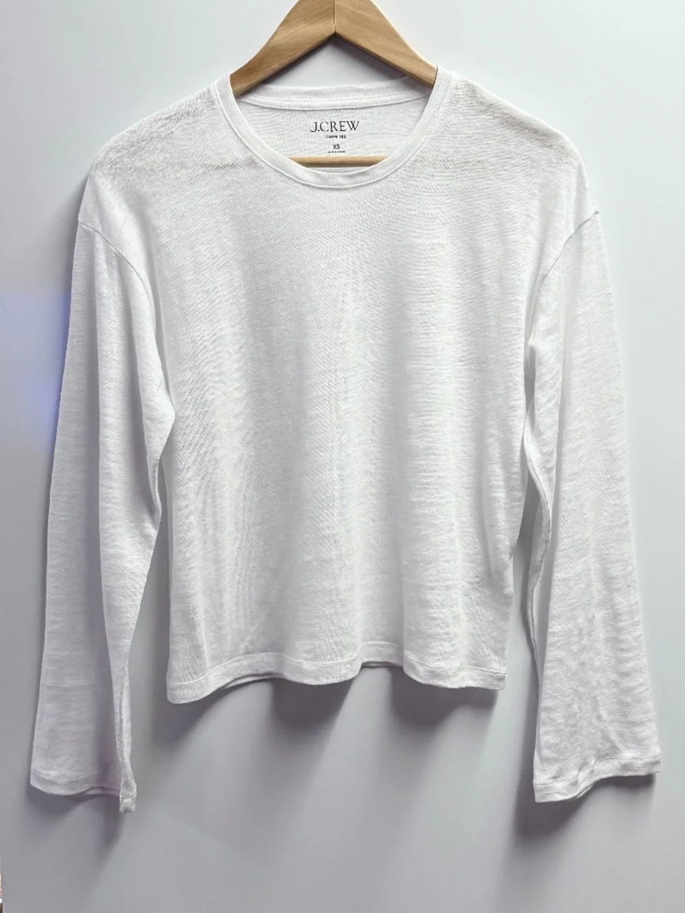 J. Crew New Relaxed Linen Long Sleeve Tee White XS